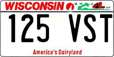 WI license plate 125VST