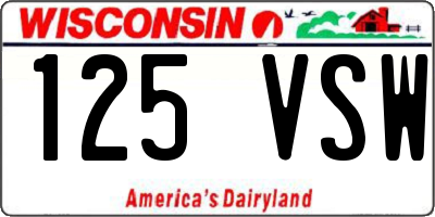 WI license plate 125VSW
