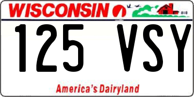 WI license plate 125VSY