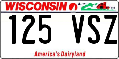 WI license plate 125VSZ