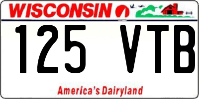 WI license plate 125VTB