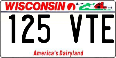WI license plate 125VTE
