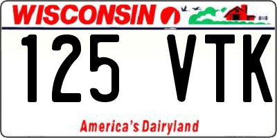 WI license plate 125VTK