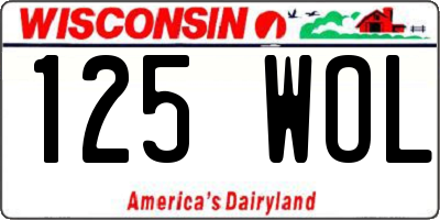 WI license plate 125WOL