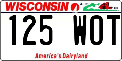 WI license plate 125WOT