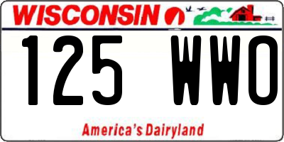 WI license plate 125WWO