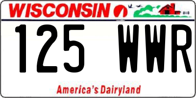 WI license plate 125WWR