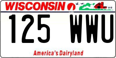 WI license plate 125WWU