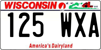 WI license plate 125WXA
