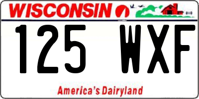 WI license plate 125WXF