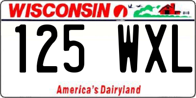 WI license plate 125WXL