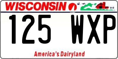 WI license plate 125WXP