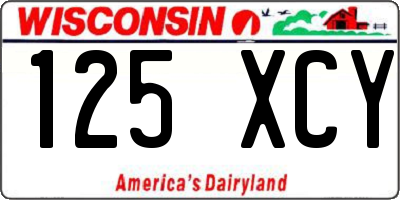 WI license plate 125XCY