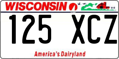 WI license plate 125XCZ