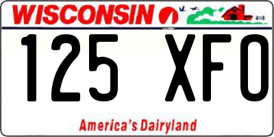 WI license plate 125XFO
