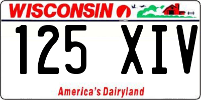 WI license plate 125XIV