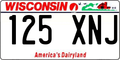 WI license plate 125XNJ