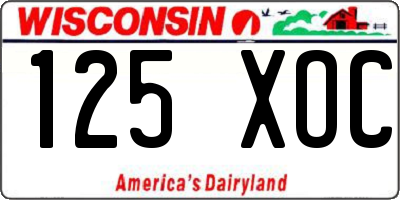 WI license plate 125XOC