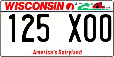 WI license plate 125XOO