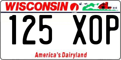 WI license plate 125XOP