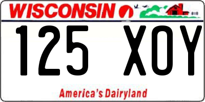 WI license plate 125XOY