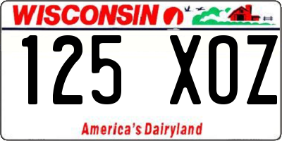 WI license plate 125XOZ
