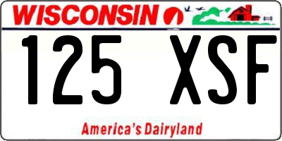 WI license plate 125XSF
