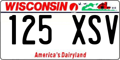 WI license plate 125XSV
