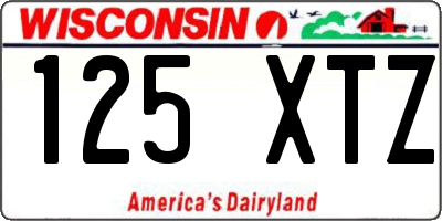 WI license plate 125XTZ