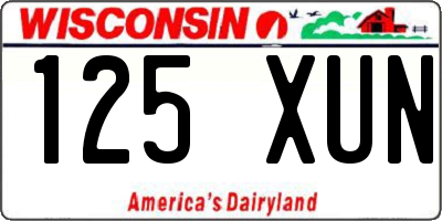 WI license plate 125XUN