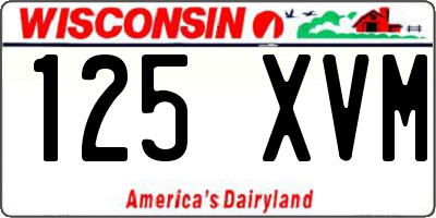 WI license plate 125XVM
