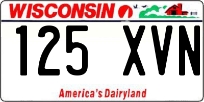 WI license plate 125XVN