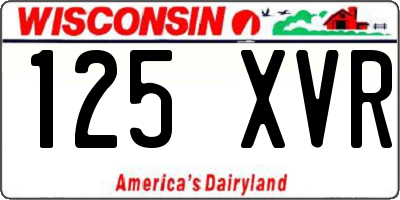 WI license plate 125XVR