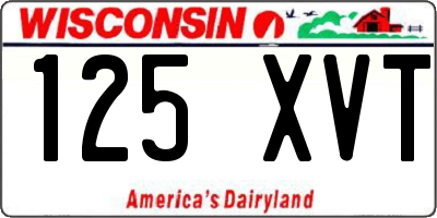 WI license plate 125XVT