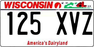 WI license plate 125XVZ