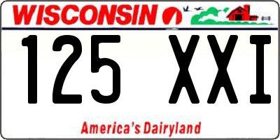 WI license plate 125XXI