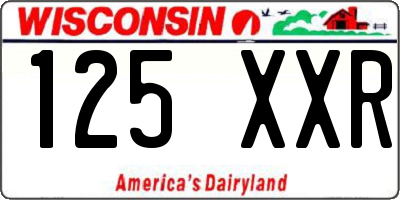 WI license plate 125XXR