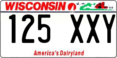 WI license plate 125XXY