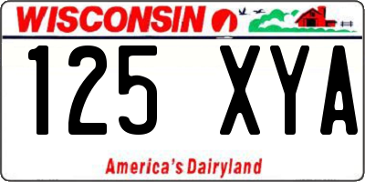 WI license plate 125XYA