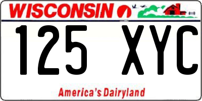 WI license plate 125XYC