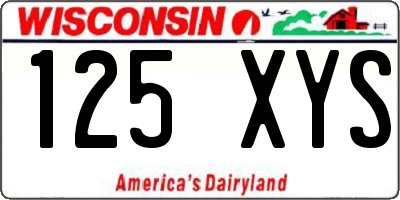 WI license plate 125XYS