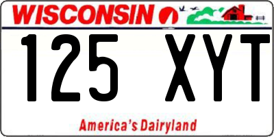 WI license plate 125XYT