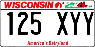 WI license plate 125XYY