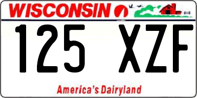 WI license plate 125XZF