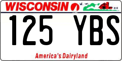 WI license plate 125YBS