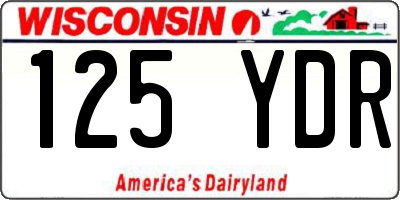 WI license plate 125YDR