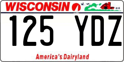 WI license plate 125YDZ