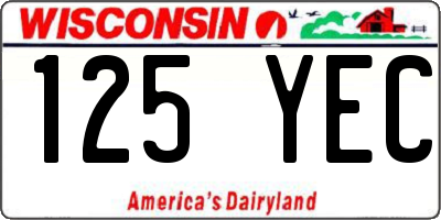 WI license plate 125YEC