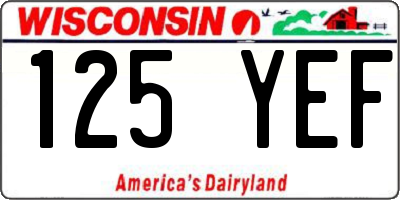 WI license plate 125YEF