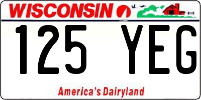 WI license plate 125YEG